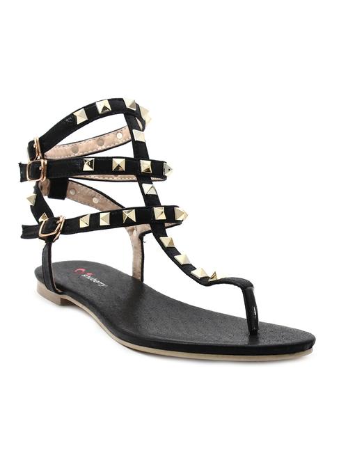 black faux leather gladiators sandals - 11395901 - Very Small Image - 1