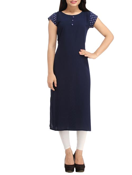 navy blue printed kurta - 11398135 - Very Small Image - 1