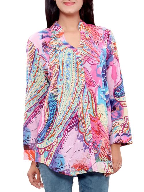 multi colored crepe regular tunic - 11400142 - Very Small Image - 1