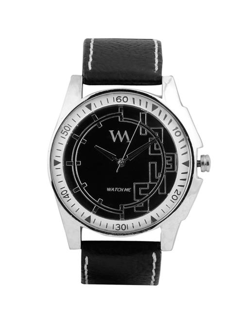 black leatherette men analog watch - 11402212 - Very Small Image - 1