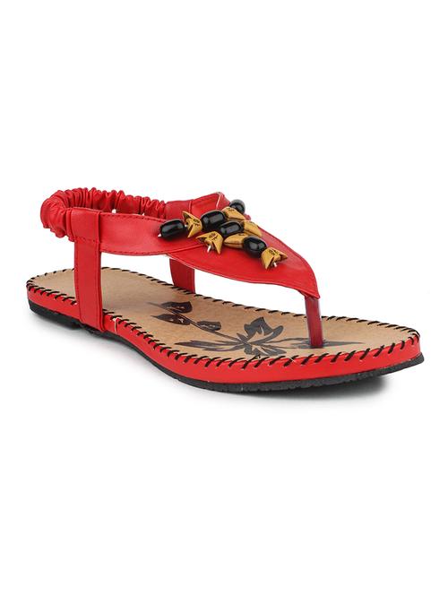 red embellished faux leather sandals - 11402312 - Very Small Image - 1