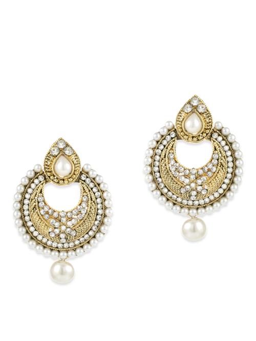 white gold plated chandballi earring - 11403679 - Very Small Image - 1