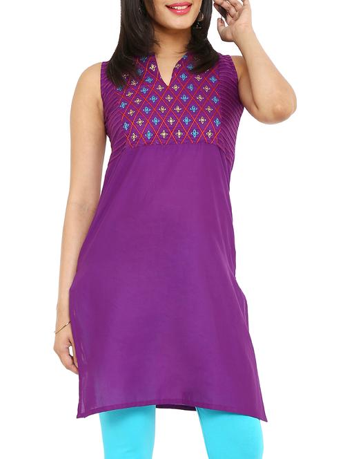 purple rayon straight kurta - 11406703 - Very Small Image - 1