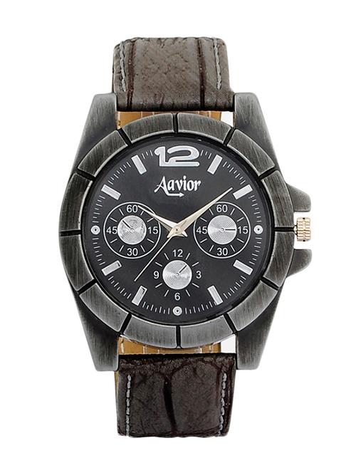 grey leather analog wrist watch - 11407828 - Very Small Image - 1
