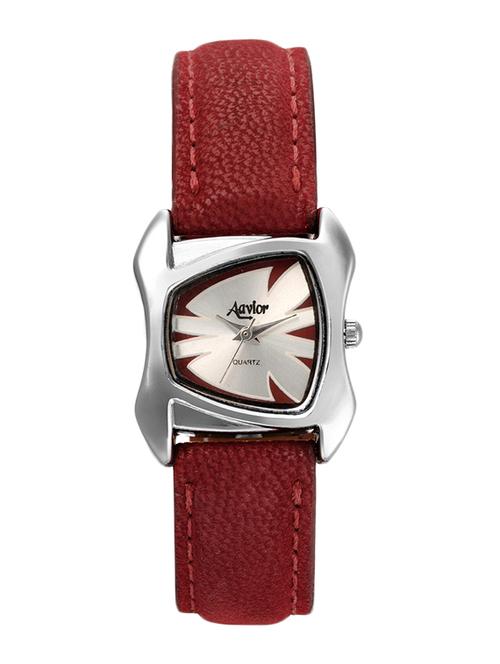 maroon leather analog wrist watch - 11408005 - Very Small Image - 1