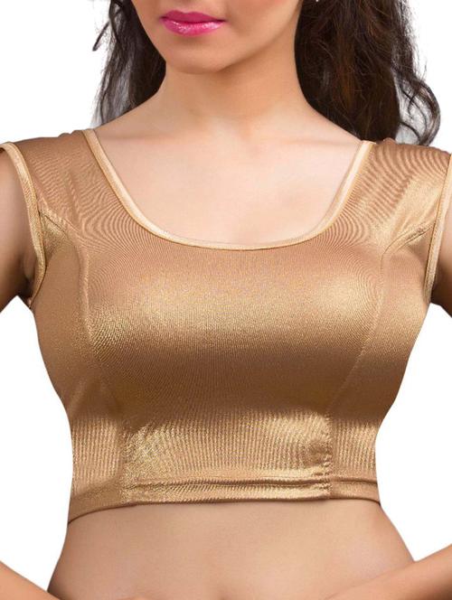 golden silk blend stretchable blouse - 11410472 - Very Small Image - 1
