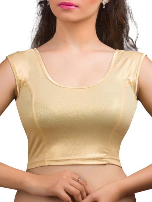 gold silk blend stretchable stitched blouse - 11410473 - Very Small Image - 1