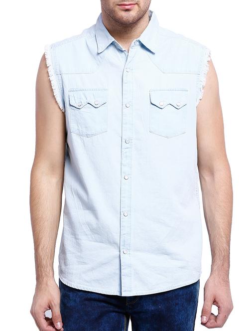 light blue solid casual shirt - 11412499 - Very Small Image - 1