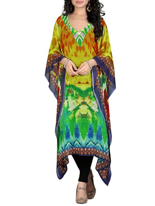 multi colored georgette printed kaftan - 11412912 - Very Small Image - 1