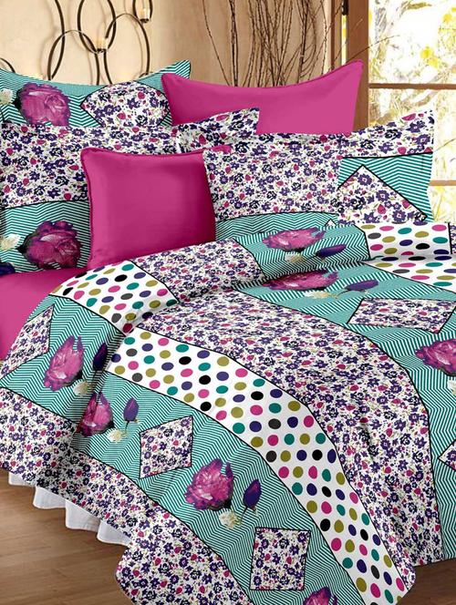 story@ home multicolor 100% cotton magic 1 double bedsheet  with 2 pillow cover - 11413263 - Very Small Image - 1