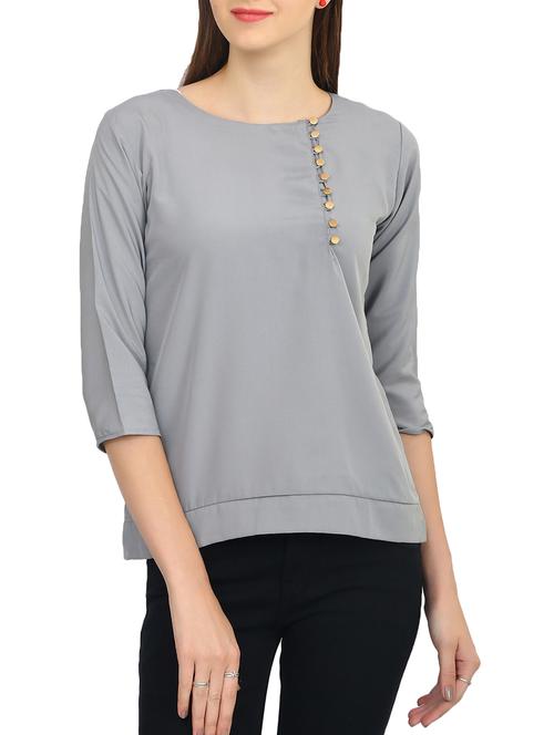 grey crepe top - 11426521 - Very Small Image - 1