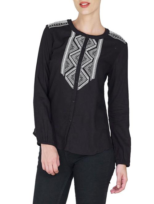 black viscose regular top - 11426748 - Very Small Image - 1