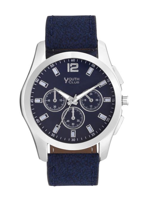 blue color, leatherette chronograph watch - 11427640 - Very Small Image - 1