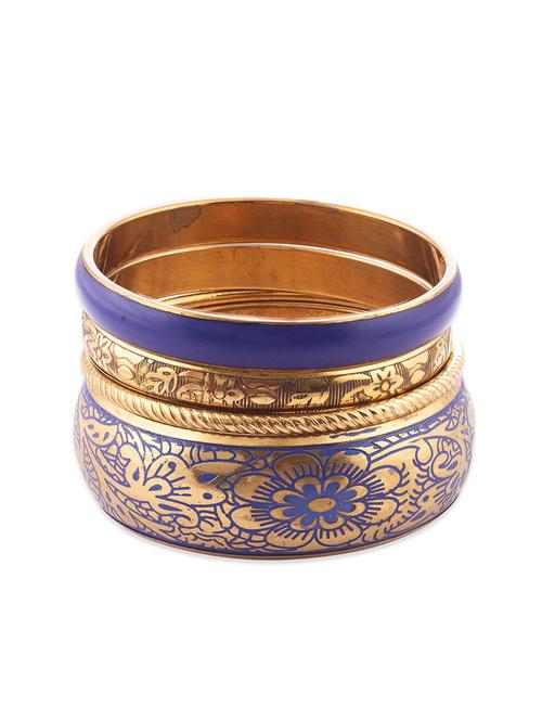 Gold and blue crafted bangle - 11427716 - Very Small Image - 1
