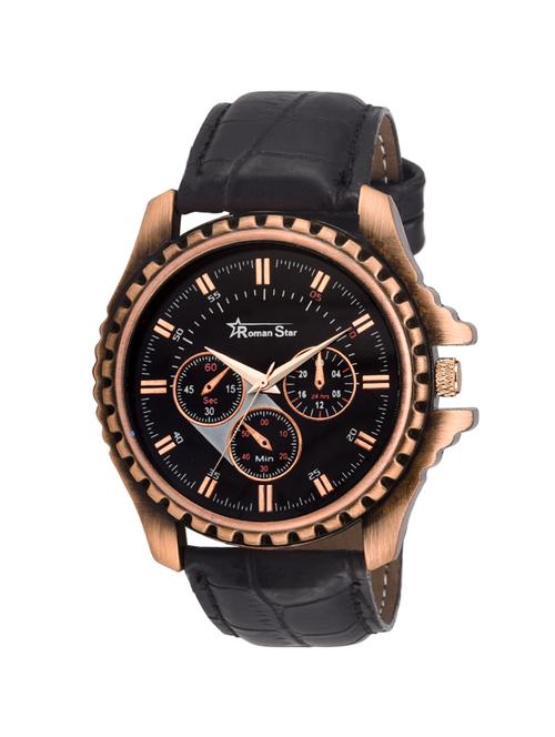 black leather chronograph watch - 11428493 - Very Small Image - 1