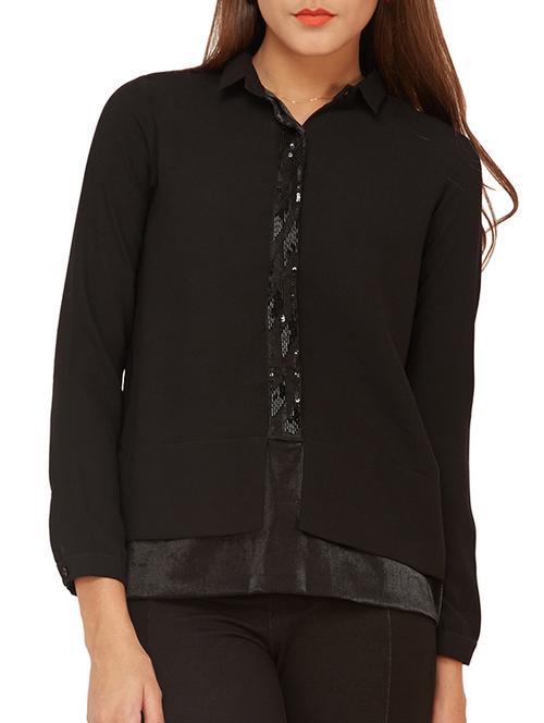 black georgette regular shirt - 11429209 - Very Small Image - 1