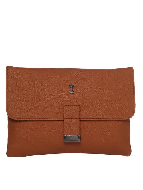 solid brown leatherette clutch - 11429264 - Very Small Image - 1