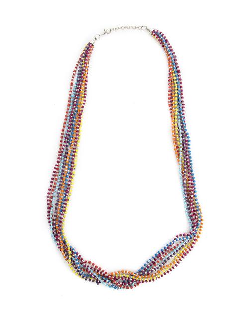 Multi Hued Beaded Necklace - 11434 - Very Small Image - 1