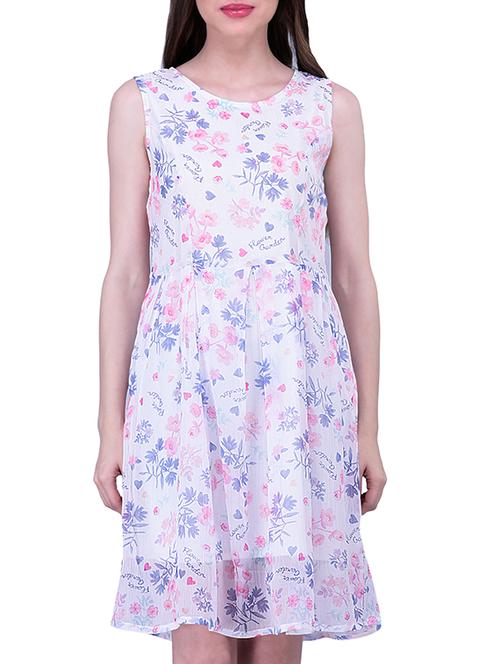 white chiffon a-line dress - 11435820 - Very Small Image - 1