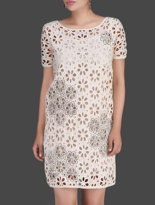 floral cutwork off-white shift dress - 1143850 - Very Small Image - 1