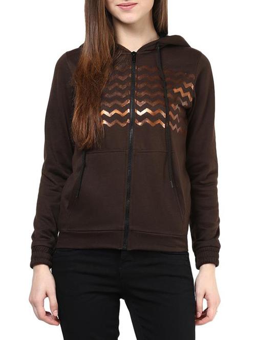 hooded sweatshirt in brown color with distressed print - 11438637 - Very Small Image - 1
