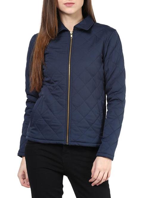 navy blue quilted crepe zippered jacket - 11438662 - Very Small Image - 1