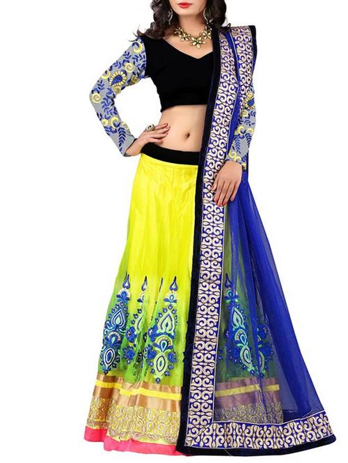 yellow embroidered cotton blend lehenga - 11439245 - Very Small Image - 1