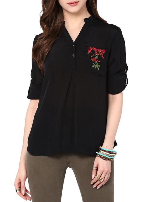 black crepe regular top - 11440000 - Very Small Image - 1