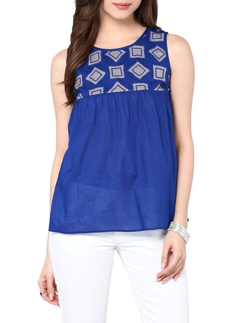 blue cotton regular top - 11440002 - Very Small Image - 1
