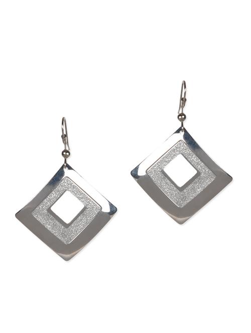 glittery silver square earrings - 1144046 - Very Small Image - 1