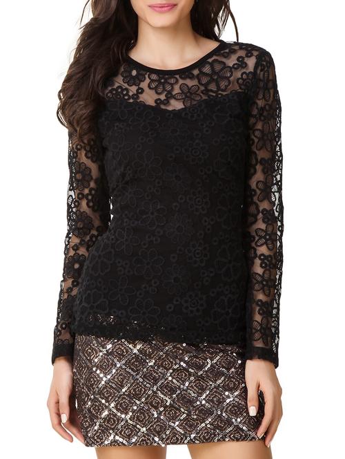 floral embroidered mesh top - 11441440 - Very Small Image - 1
