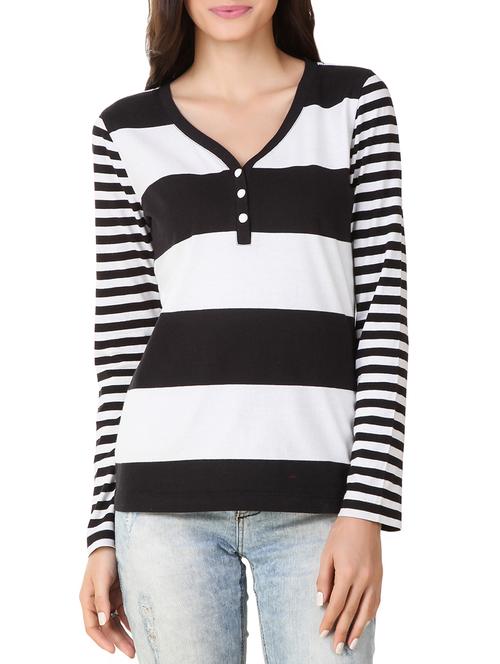 monochrome striped henley top - 11441449 - Very Small Image - 1