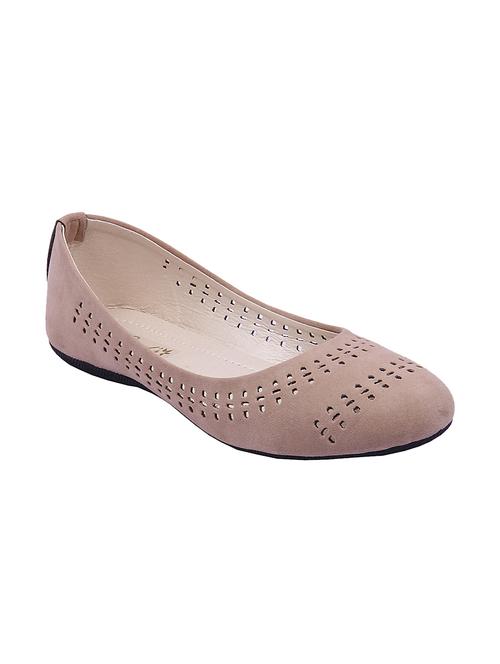 solid beige velvet cutwork ballerina - 11443837 - Very Small Image - 1