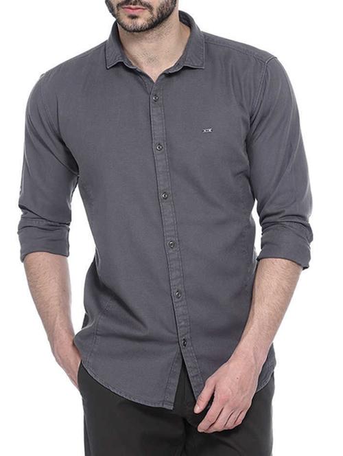 grey cotton casual shirt - 11446120 - Very Small Image - 1