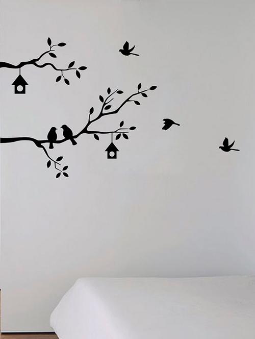 black vinyl branch and birds wall sticker - 1144647 - Very Small Image - 1