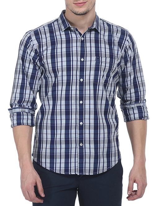 blue cotton casual shirt - 11446476 - Very Small Image - 1