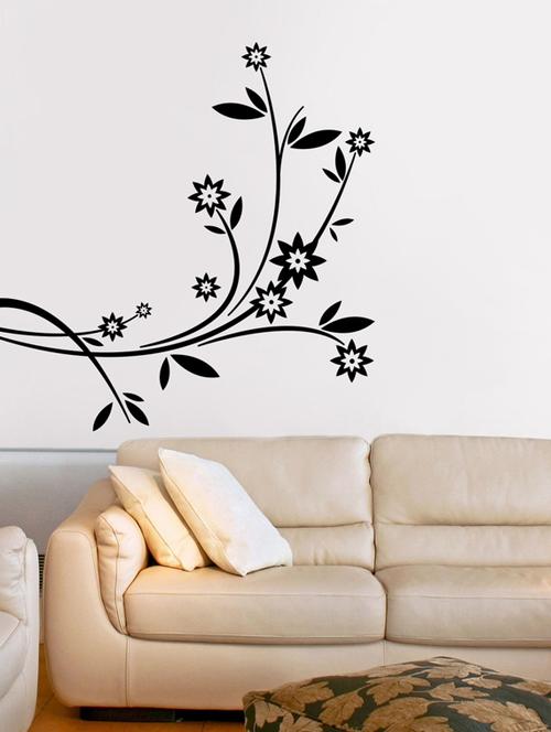 black flower branch vinyl wall sticker - 1144657 - Very Small Image - 1