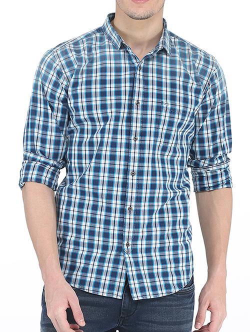 dark blue cotton casual shirt - 11446594 - Very Small Image - 1