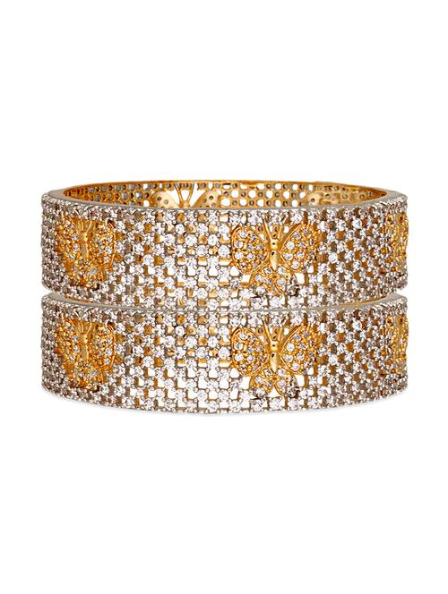 gold and silver studded butterfly bangles (2 pieces) - 11447329 - Very Small Image - 1