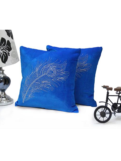 blue embellished dupion cushion cover (set of 5) - 11447678 - Very Small Image - 1