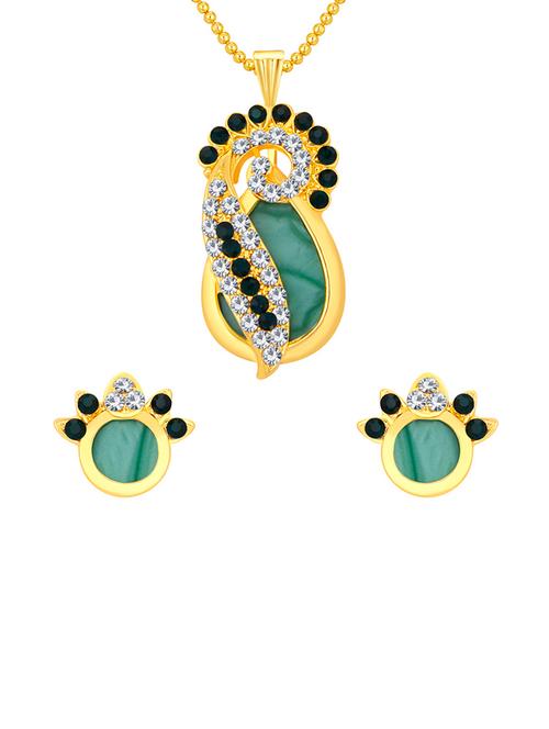 Multi Color Gold Brass Pendant Set - 11448339 - Very Small Image - 1