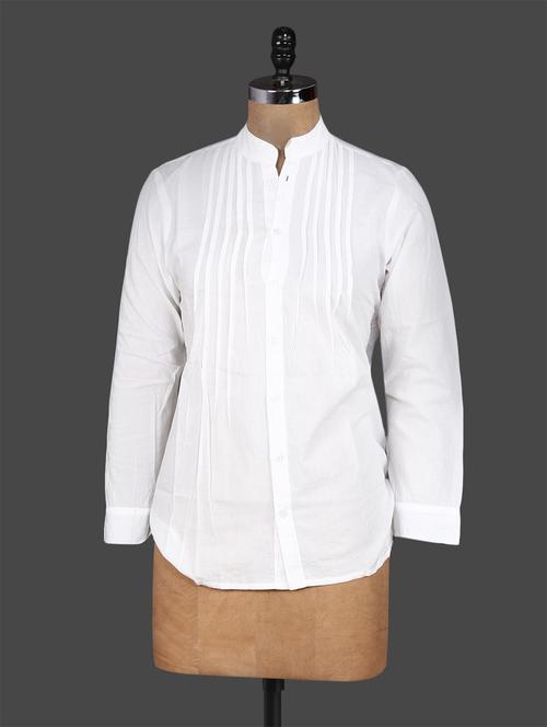 solid white pin tuck cotton shirt - 1144876 - Very Small Image - 1