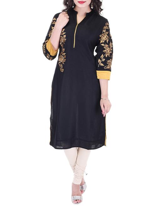 black cotton kurta - 11449612 - Very Small Image - 1