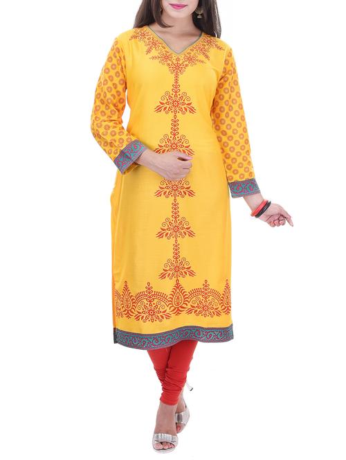 yellow cotton kurta - 11449618 - Very Small Image - 1