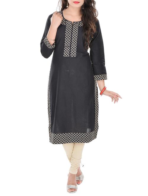 black cotton kurta - 11449659 - Very Small Image - 1