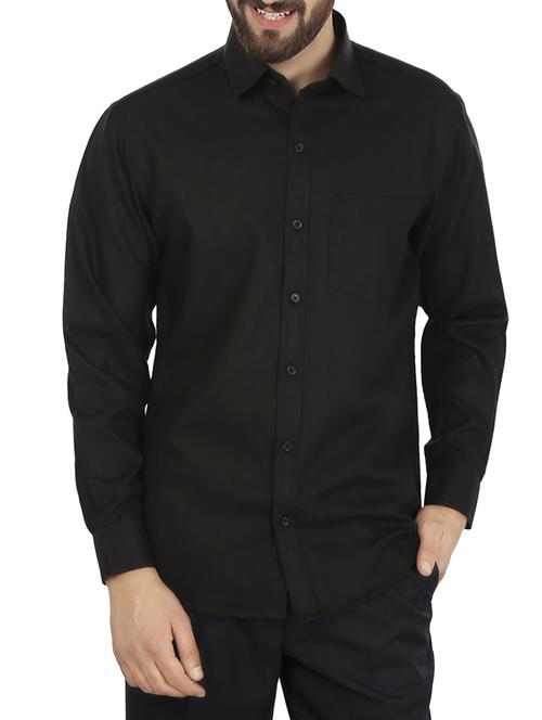 black color, cotton casual shirt - 11450089 - Very Small Image - 1