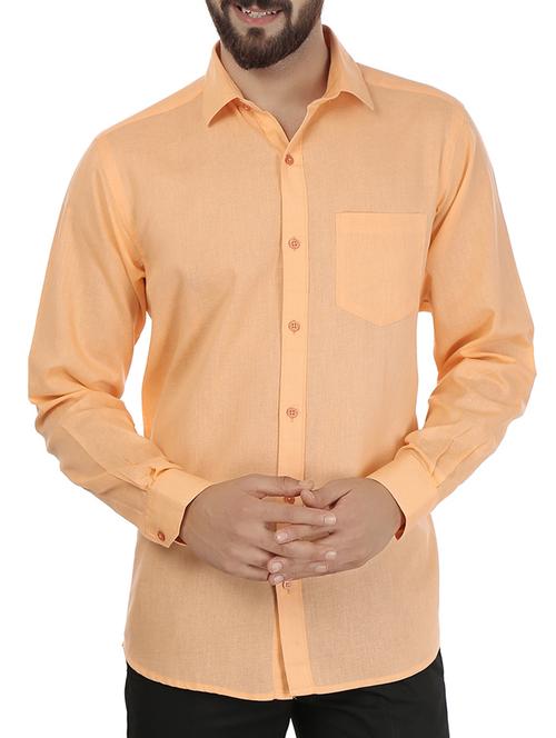 orange color, cotton casual shirt - 11450093 - Very Small Image - 1