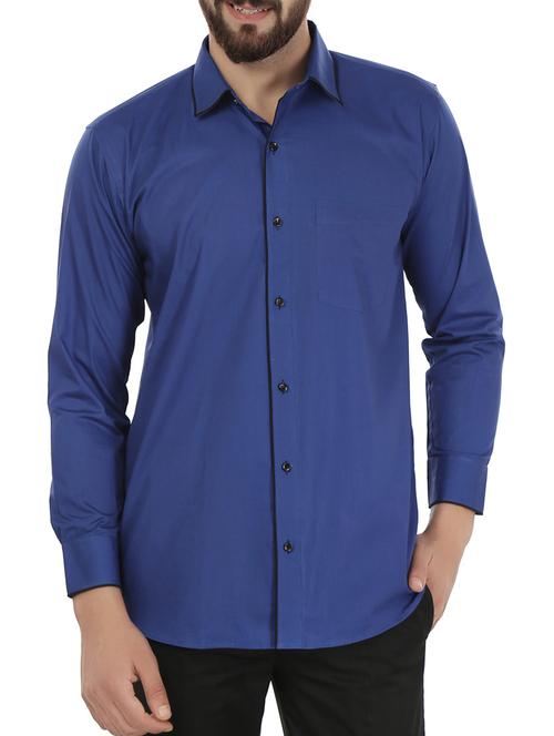 blue color, cotton casual shirt - 11450099 - Very Small Image - 1