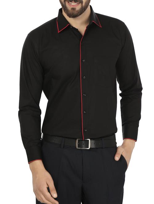 black color, cotton formal shirt - 11450122 - Very Small Image - 1