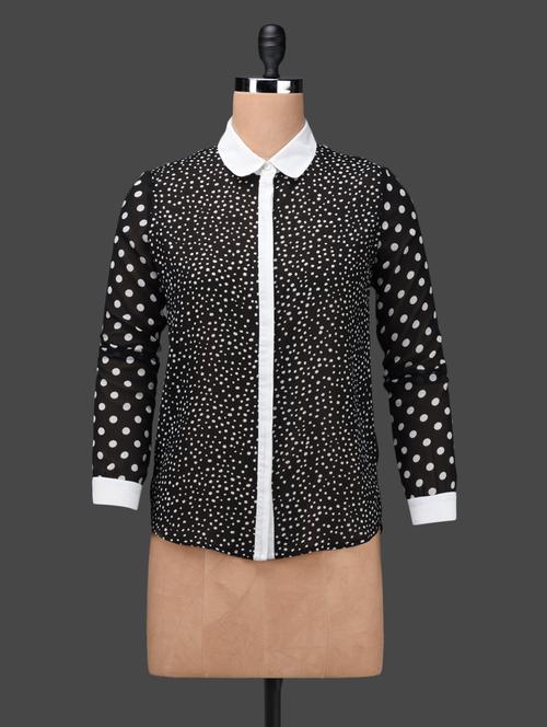 Monochrome Polka dots Georgette Top - 1145262 - Very Small Image - 1